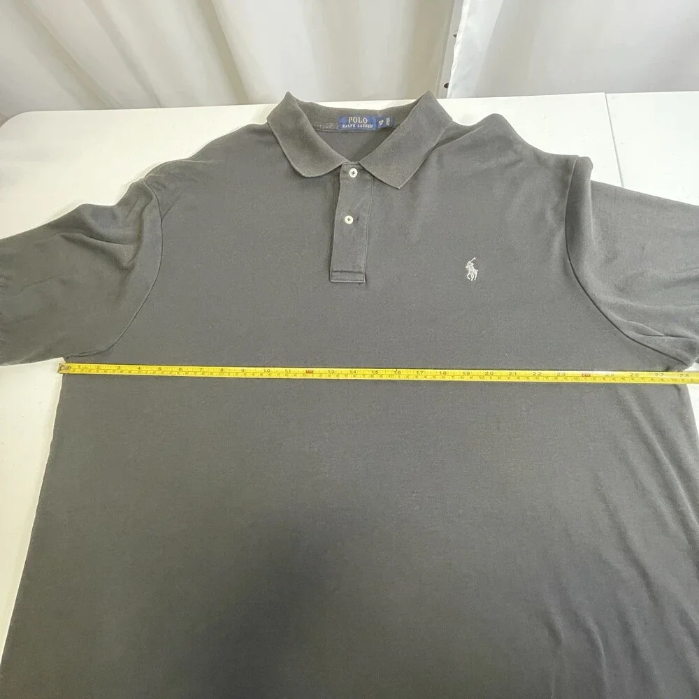 Polo Ralph Lauren Mens 2XB Big Charcoal Gray Polo Shirt White Pony 100% Cotton